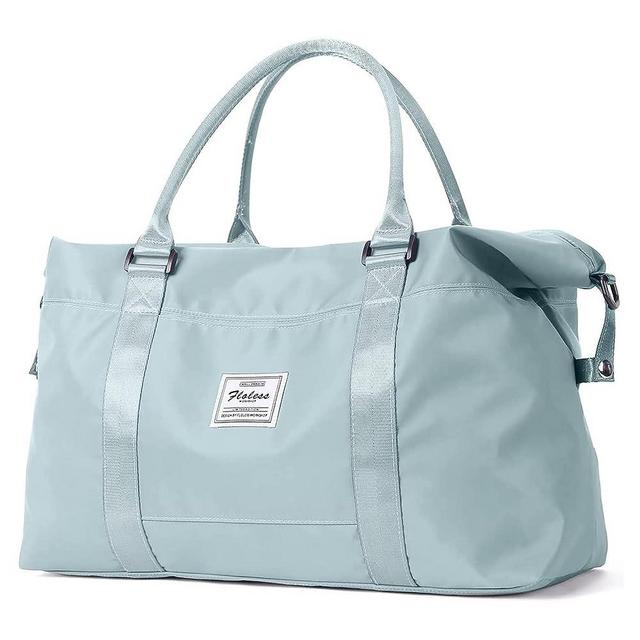 Travel Gym Bag for Women, LANBX Tote Bag Carry on Luggage Sport Duffle Weekender Overnight Bags with Wet Pocket (Light Blue)