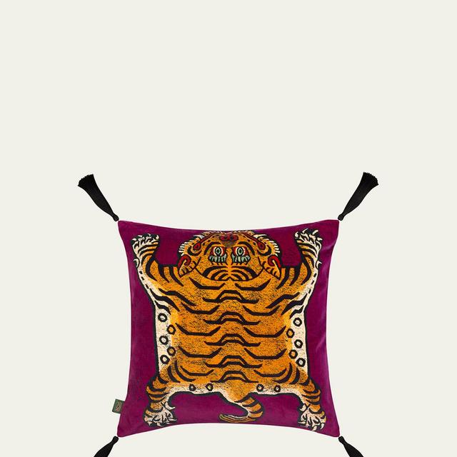 House of HackneySaber Tasseled 18" Velvet Cushion, Almandine