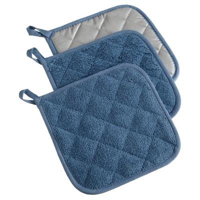 3pk Blue Potholder (7"x7") - Design Imports