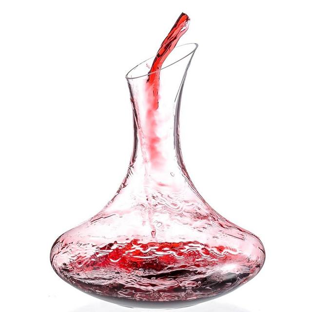 Wlasss Large Fancy Wine Decanter, 1900ml/64oz Elegant Red Wine Carafe Decanter, Hand Blown Lead-Free Crystal Glass Wine Carafe for White and Red wine, Wine Accessories