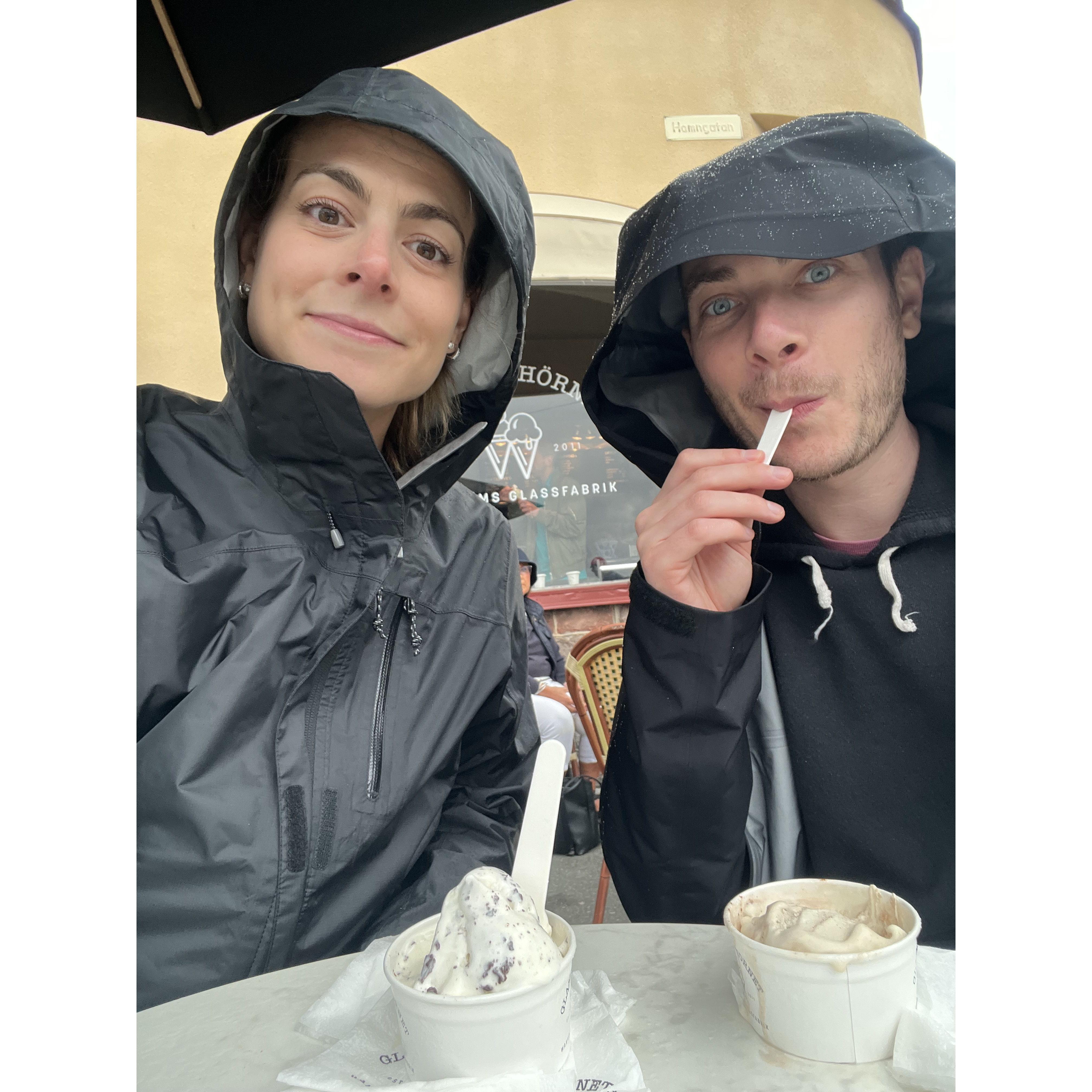 We missed our boat off the island for the privilege of eating ice cream in the rain. Would do again