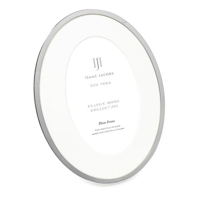 Isaac Jacobs 6x8 (Matted 3.5x5.5) Silver Oval Metal Picture Frame, Classic Photo Frame Made For Tabletop & Hanging Display, Photo Gallery and Wall Art (6x8 (Matted 3.5x5.5), Silver)