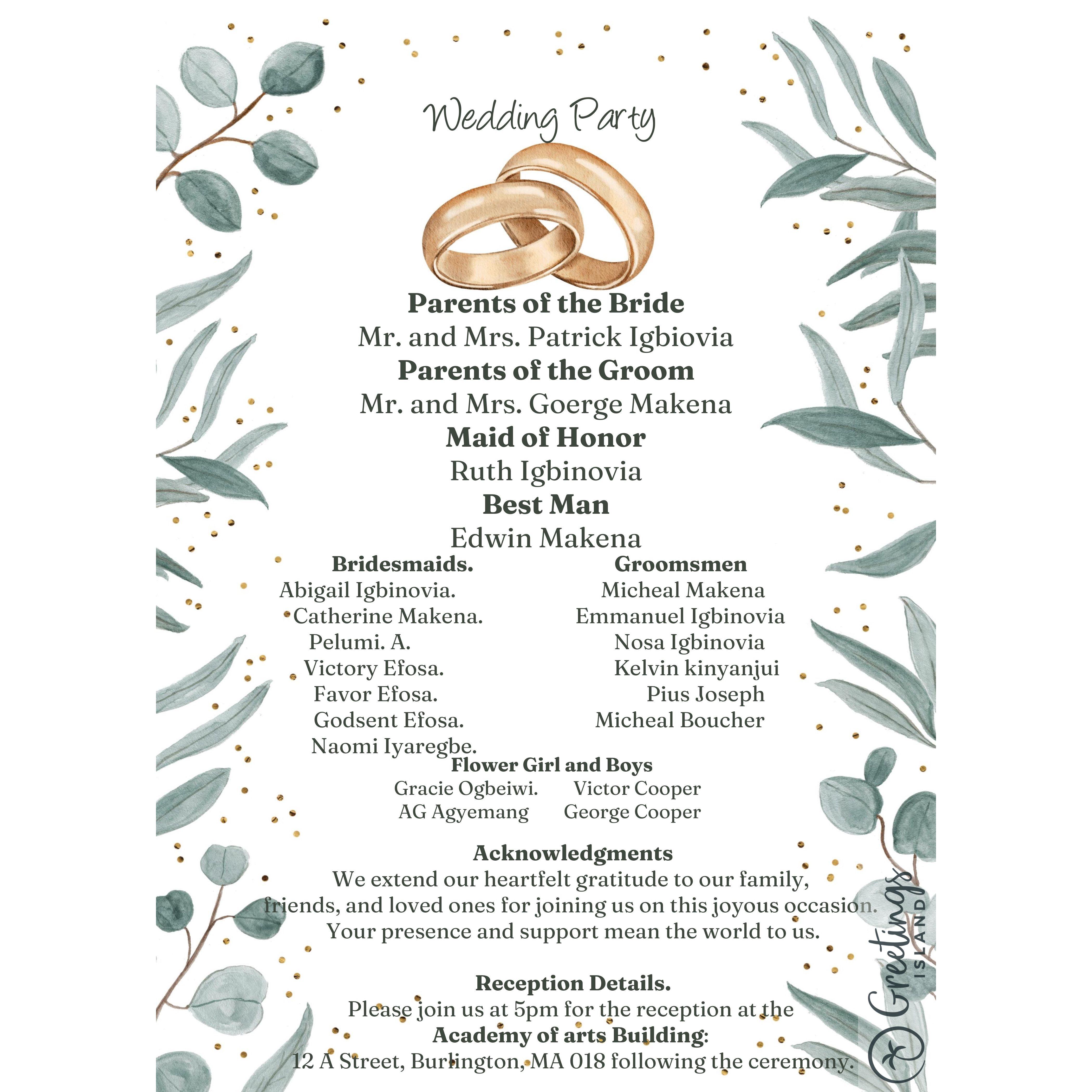 Wedding Program order- Pg 2