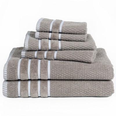 6pc Combed Cotton Bath Towels Sets Taupe Brown - Yorkshire Home