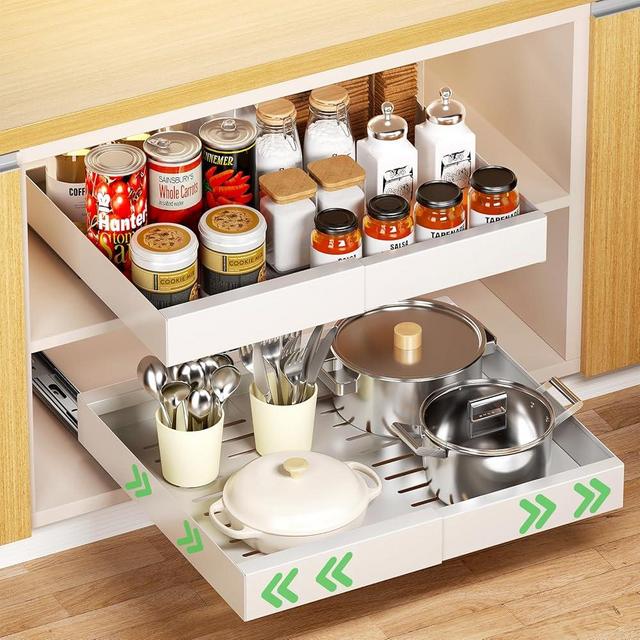 Delamu Pull Out Cabinet Organizer, Expandable (11.7"-19.7") Pull Out Drawers for Cabinets, Slide Out Drawers for Kitchen Cabinets, Bathroom Cabinet Organizer, Pantry, Under Sink Storage, 1PCS