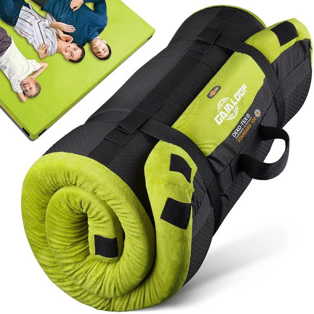 3 Inch GAIALOOP Thick Memory Foam Camping Mattress Sleeping Pad [Car/Tent/Cot] Glamping Portable Floor Mat Roll Up Futon Mattress for Guests Sleepover