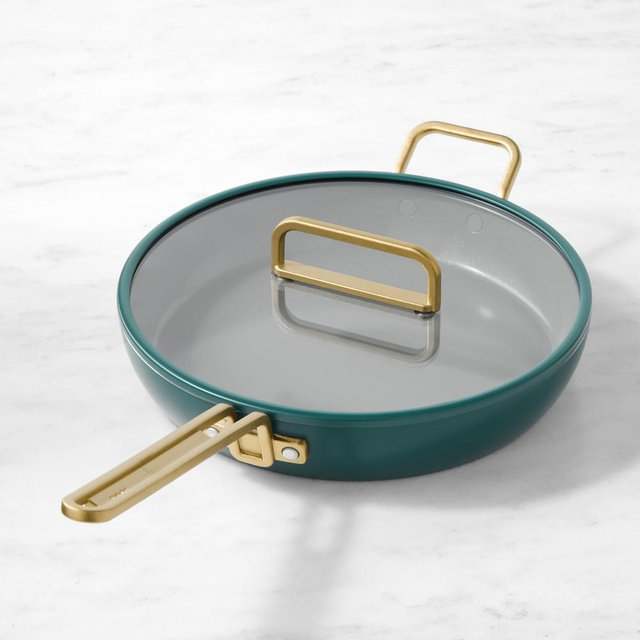 GreenPan™ Stanley Tucci™ Ceramic Nonstick Covered Fry Pan, 12", Venetian Teal