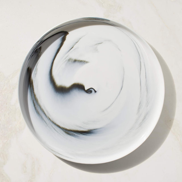 Swirl Black and White Dinner Plate by Jennifer Fisher