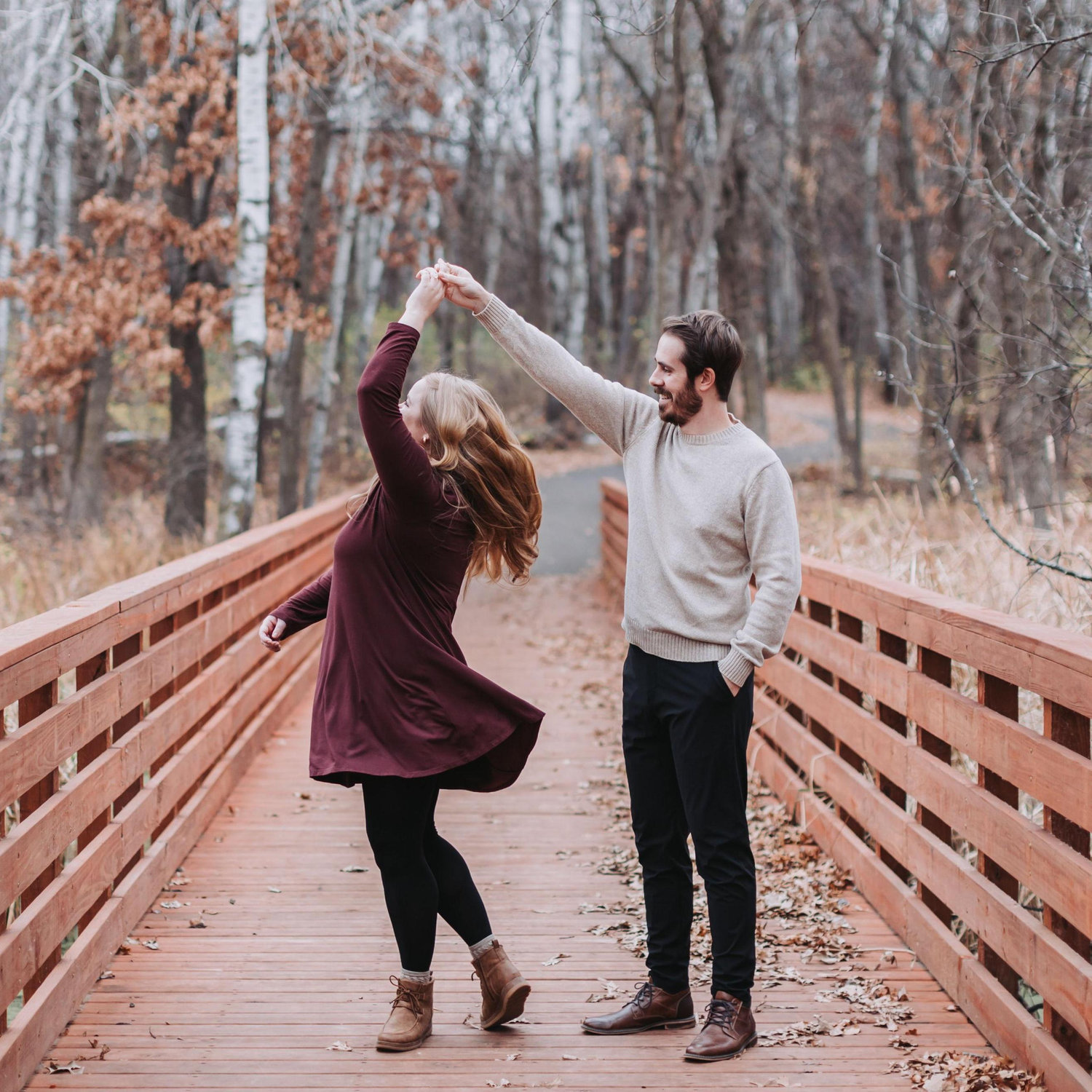 Engagement photos by Jessica Knighton Photography. Taken 18 November 2024 at Springbrook Nature Center.