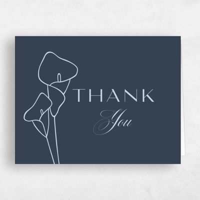 Grayed Navy, Blue Wedding Thank You - Calle Landscape