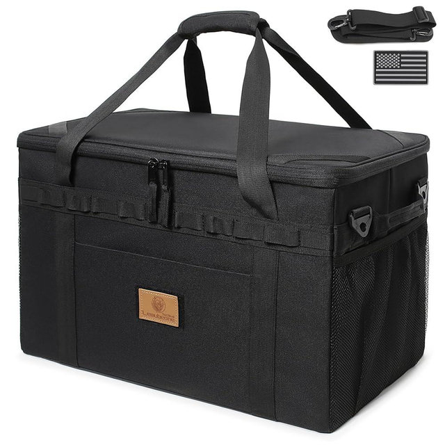 Lemubeane Tactical Camping Storage Bag Utility Tote Bag Camping Kitchen Organizer with Axe Holder & Shoulder Strap