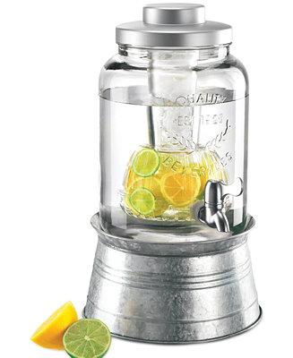 Masonware Galvanized Tin and Glass 2-Gallon Beverage Dispenser