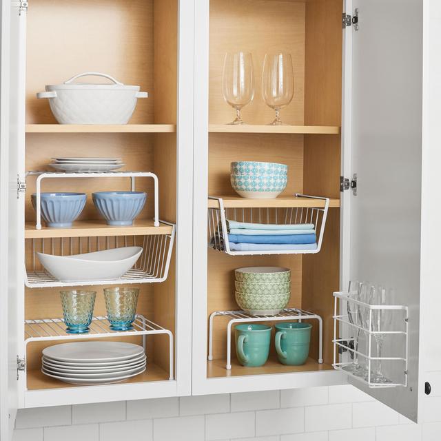 Mainstays Wire 6-Piece Organizing Set, Cabinet and Pantry Organizers, White