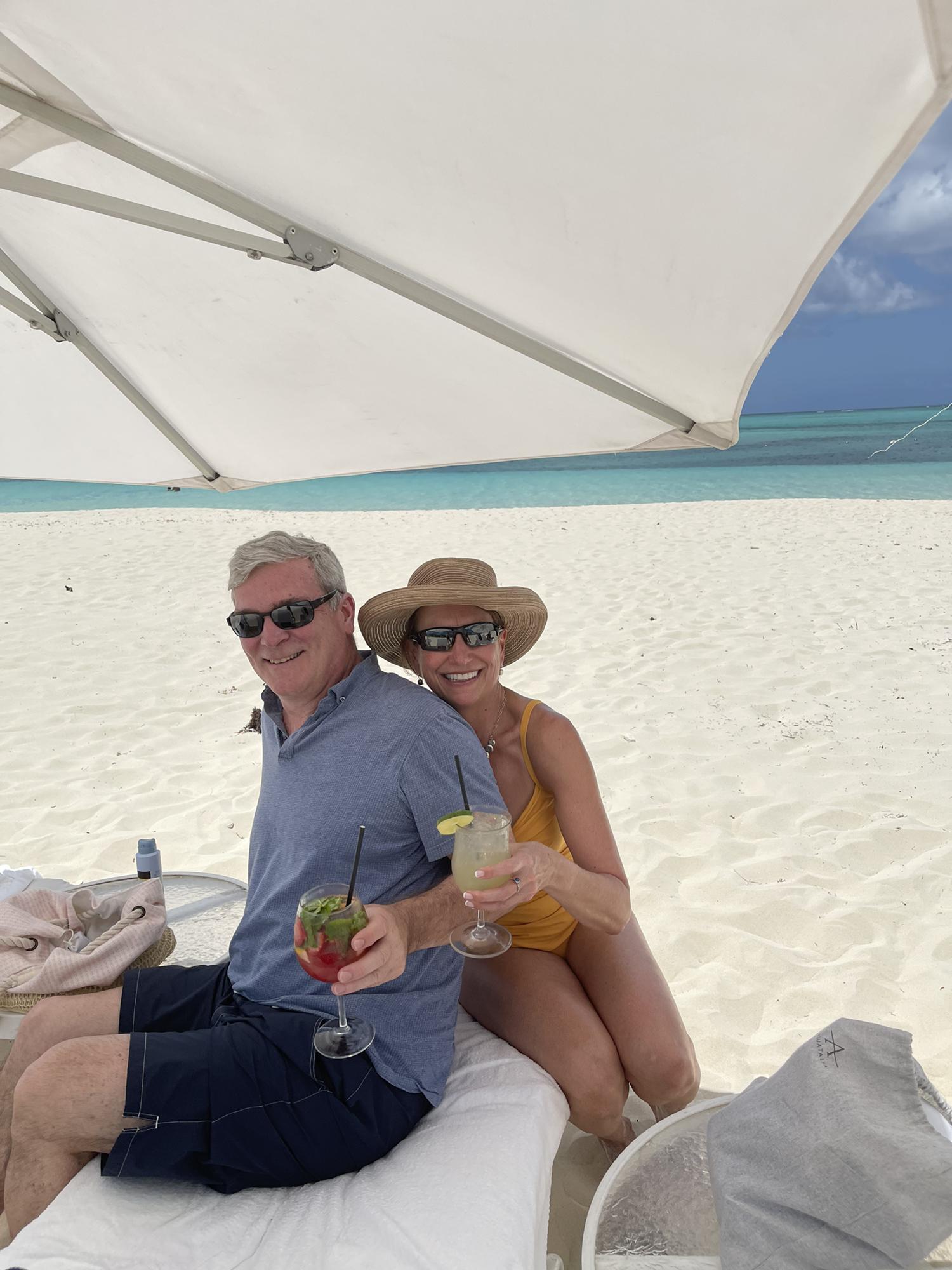 Beach time and beach drinks in TCI