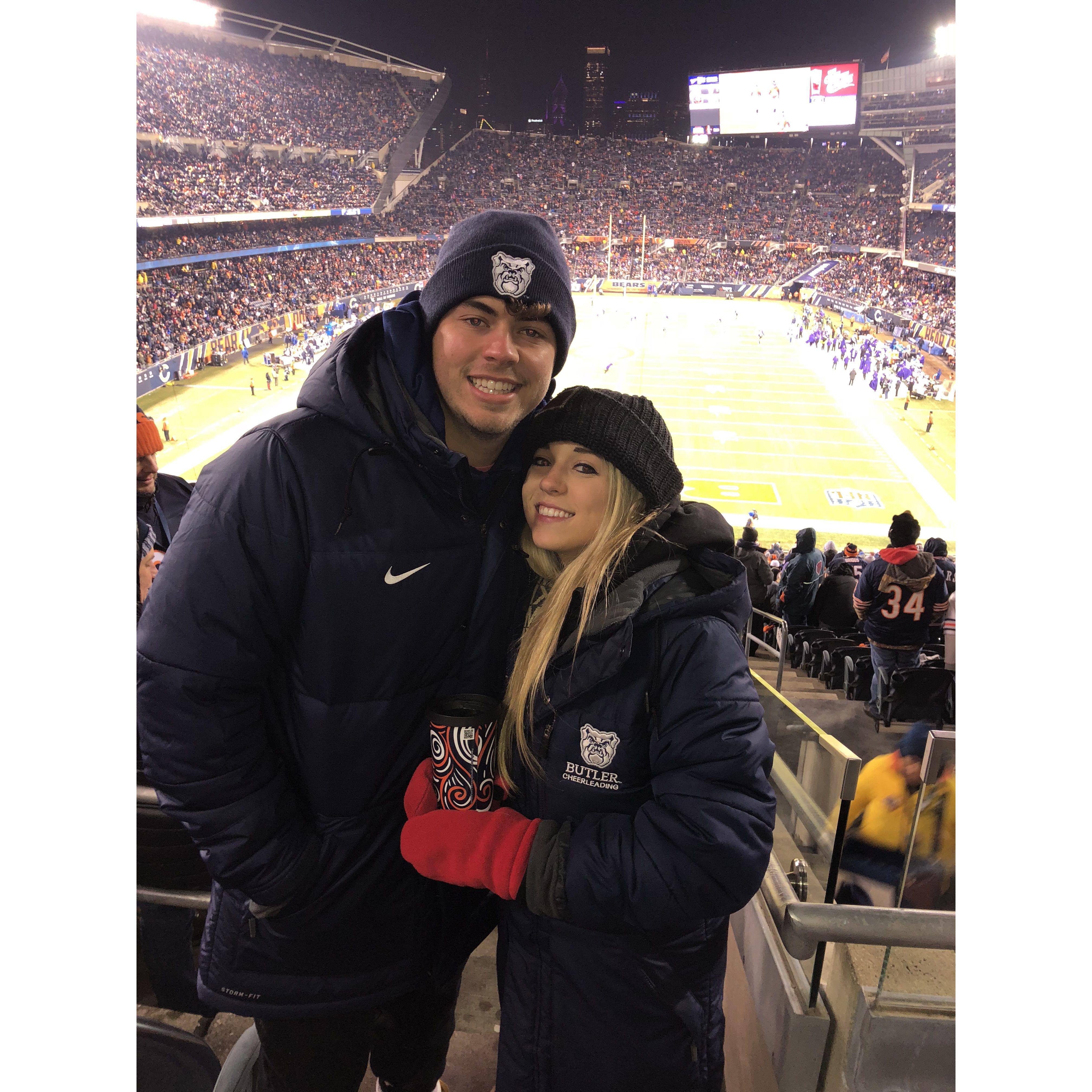 Our first Bears game together. Home for the holidays and of course repping Butler! (2018)