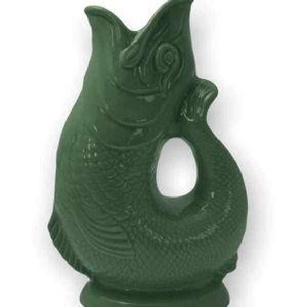 Wade Ceramics Extra Large 11" Gluggle Jug Fish Pitcher | Dark Green