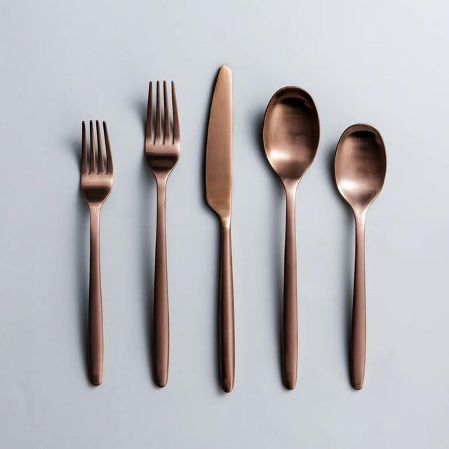 Ava Flatware - Matte Rose Gold 12-person set