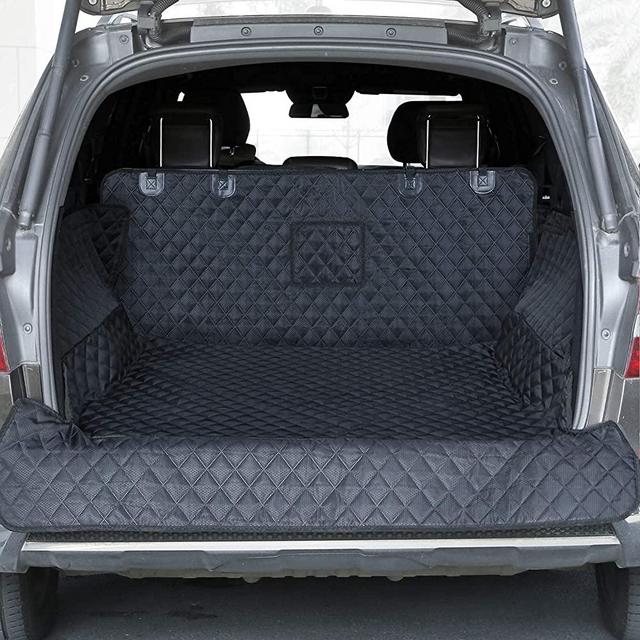 PETICON SUV Cargo Liner for Dogs, Waterproof Pet Cargo Cover Dog Seat Cover Mat for SUVs Sedans Vans with Bumper Flap Protector, Non-Slip, Large Size Universal Fit