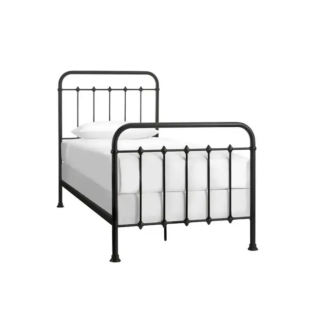 Dorley Farmhouse Black Metal Twin Standard Bed (42.91 in. W x 53.54 in. H)