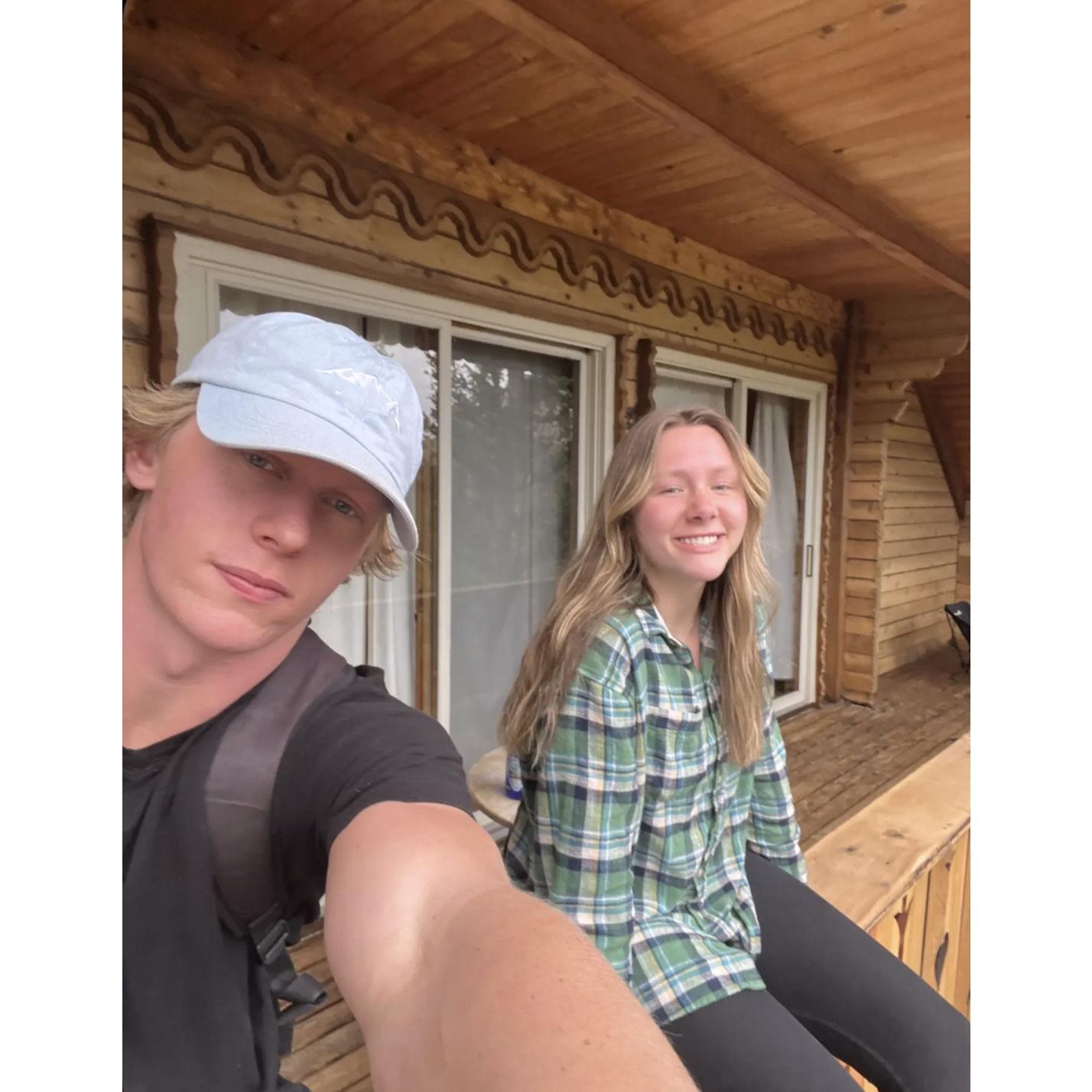 Sitting on the Chalet Railing at Ravencrest (May 2, 2023)