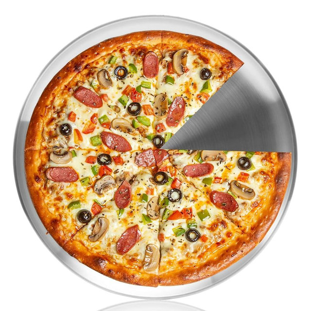 YeKuKing 13.5 Inch Pizza Pan for Oven Stainless Steel Baking Sheet Round Plates for Cake Pie and Salad Pizza Steel Tray Oven Dishwasher Safe & Easy Clean(1 Pack)