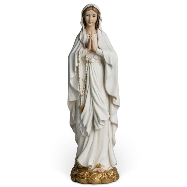 BC Catholic Our Lady of Lourdes Statue, 6" H Blessed Virgin Mary Mother Figure, Inspirational Home décor, Religious Gift,Handpainted Renaissance Sculpture Purity & Grace Collection from Buildclassic
