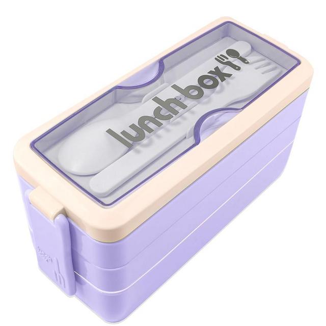 Iteryn Bento Box Lunch Box, 3 Layers Stackable Lunch Containers with Compartments - Leakproof Eco-Friendly Meal Prep Containers