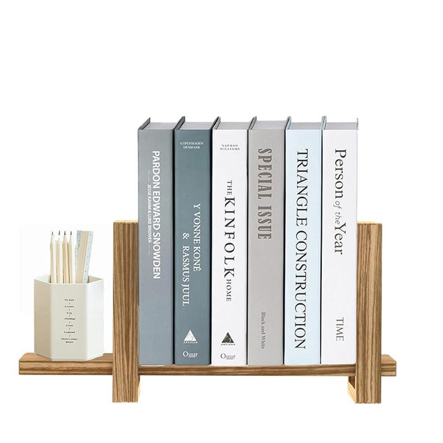 Engsav Adjustable Retro Desktop Bookshelf - Wooden Tabletop Organizer for Magazines, Files & Cookbooks - Easy No-Tools Assembly - Dark Brown Shelf for Home Office & Living Room