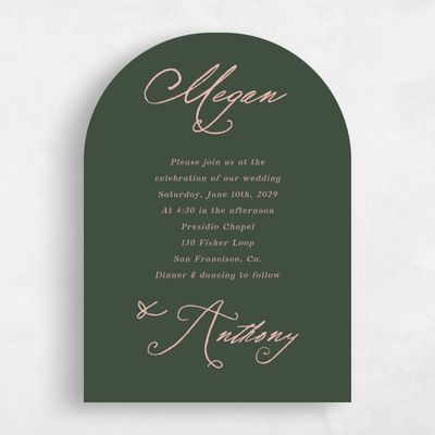 Green Arch Wedding Invitation - Cristal Classic