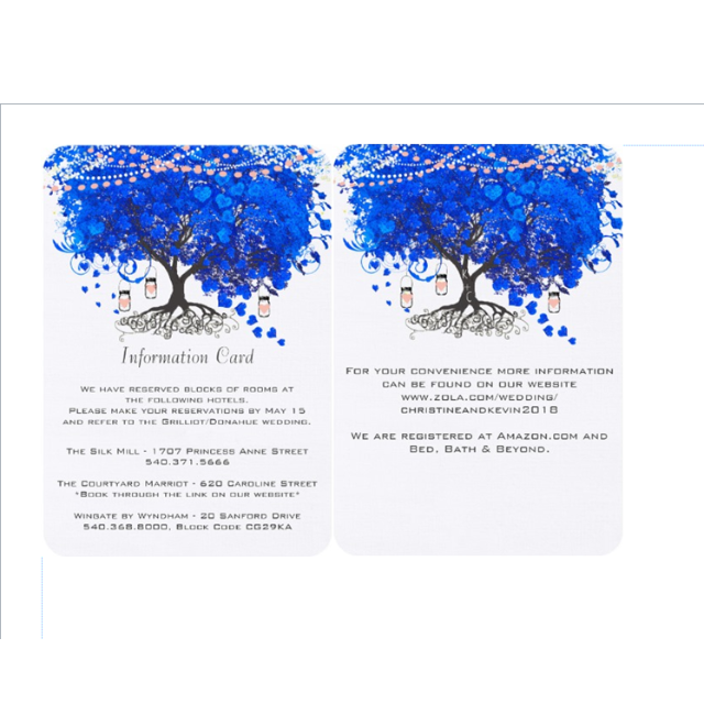 The information card sent with our wedding invites.