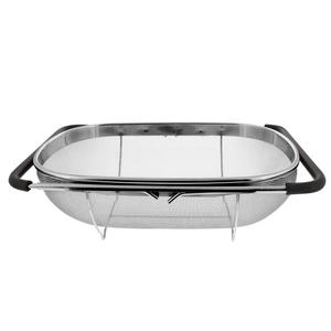 U.S. Kitchen Supply - Premium Quality Over The Sink Stainless Steel Oval Colander with Fine Mesh 6 Quart Strainer Basket & Expandable Rubber Grip Handles - Strain, Drain, Rinse Fruits, Vegetables