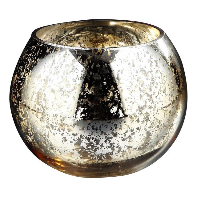 Metallic Glass Candleholder Gold - Diamond Star