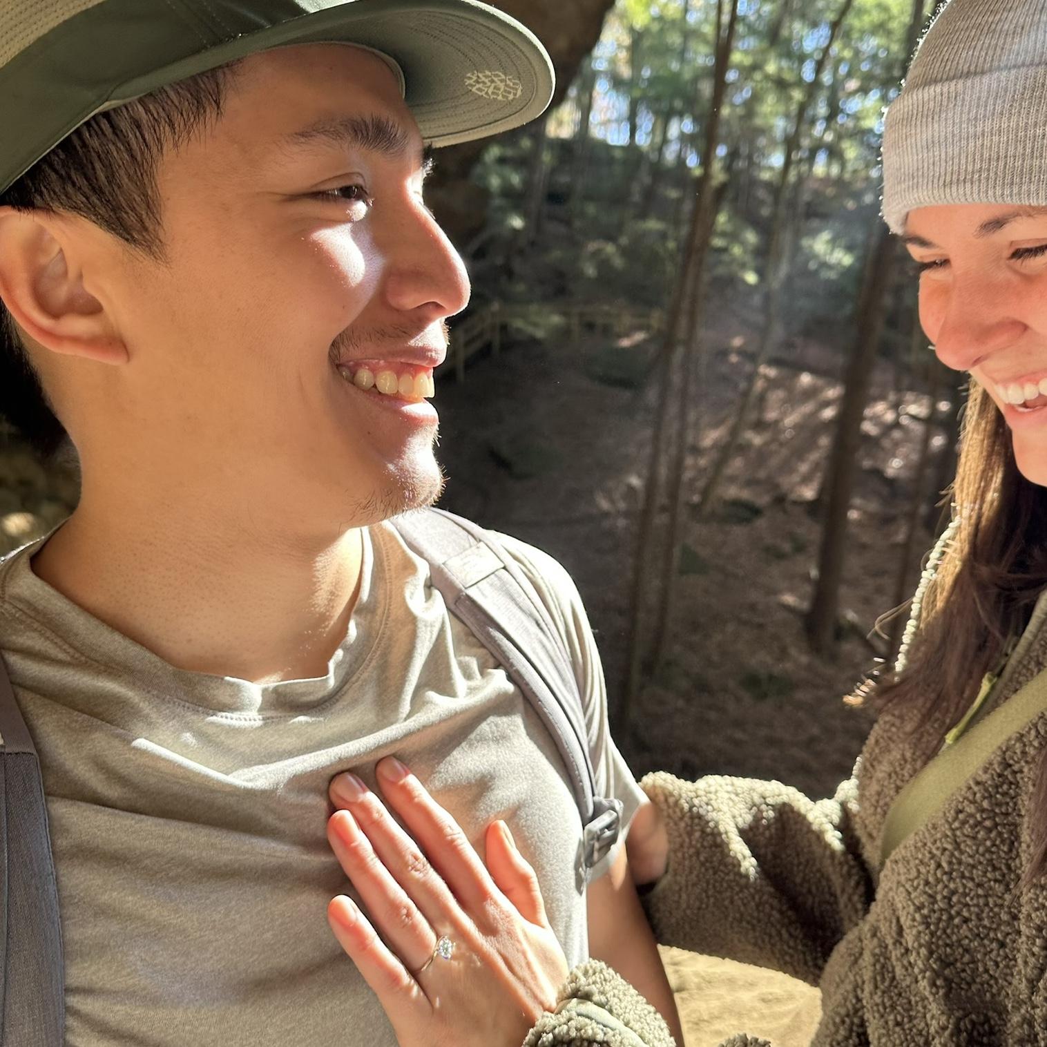 Right after we got engaged at Hocking Hills State Park!