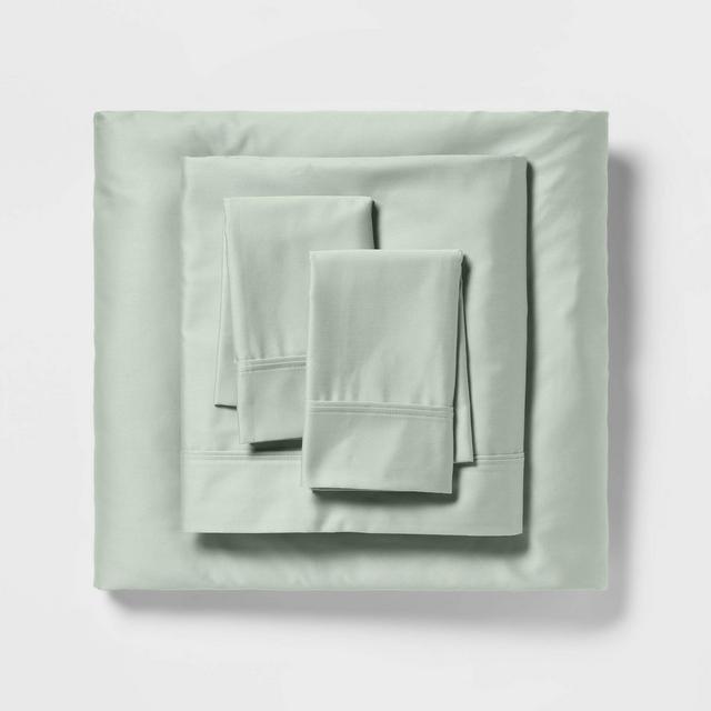 Full 400 Thread Count Solid Performance Sheet Set Green - Threshold™