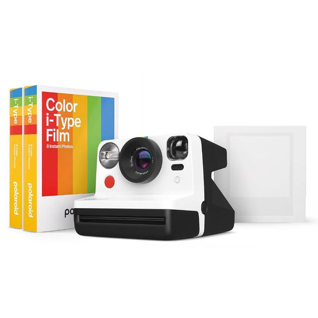 Polaroid Now Gen2 I-Type Instant Film Camera Gift Bundle - Now Gen2 Black and White with Double Pack of Color Film (16 Photos) Bonus White Small Photo Album (6440)