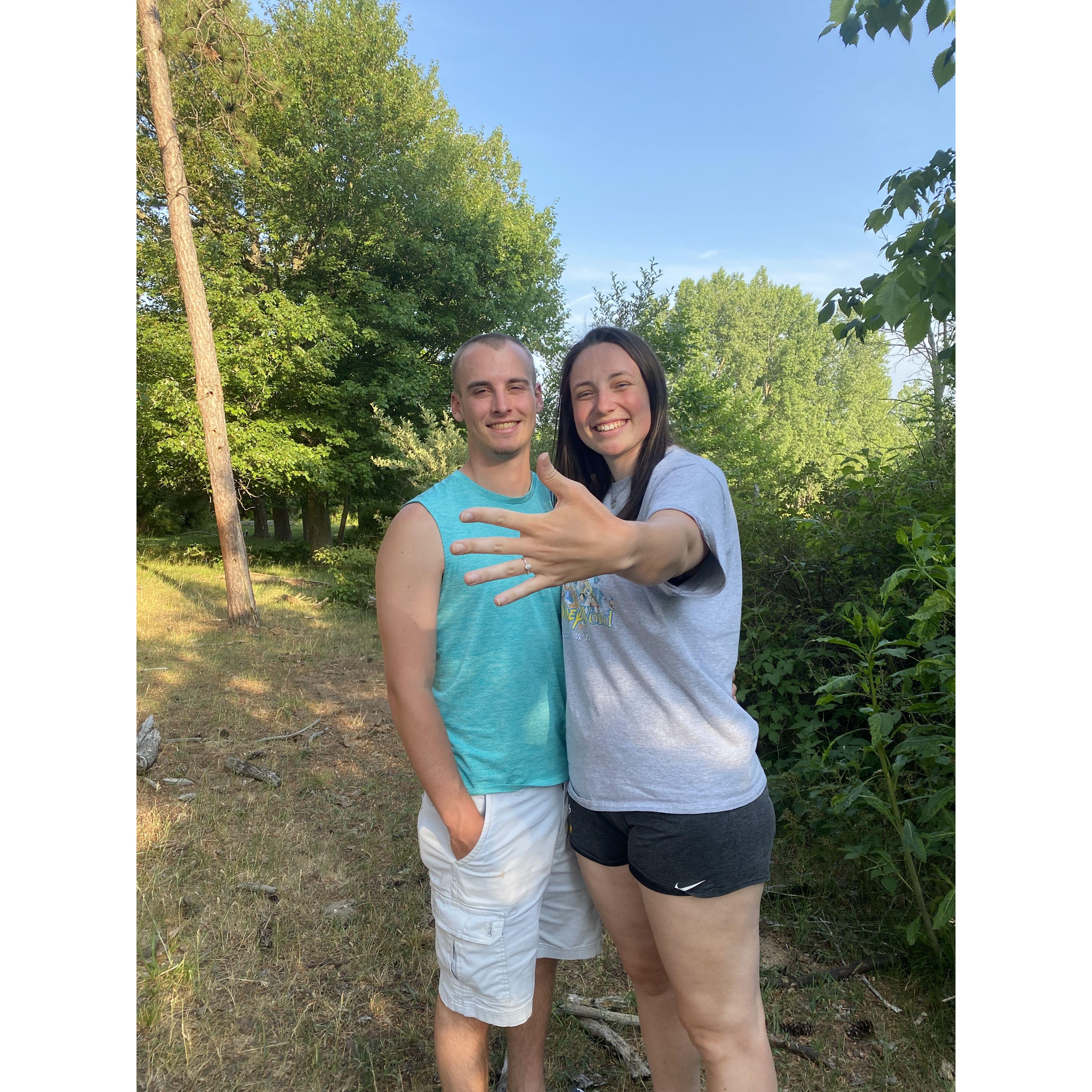 Enjoying being engaged on the land that we will soon be building on.