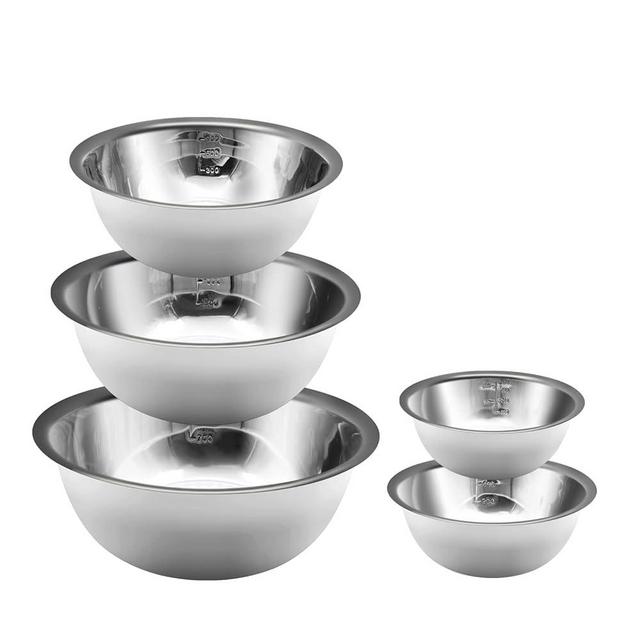 Ismosm Mixing Bowls Set, Stainless Steel Mixing Bowl Set of 5, Space-Saving Nesting Metal Mixing Bowls for Home Kitchen, RV Kitchen, Baking, Prep, Cooking, Serving, Marinating