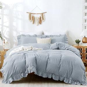 Blue Gingham Duvet Cover Bedding Set