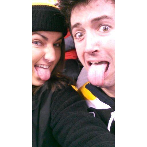 Our first Bruins Game. We were next to the dancing guy!!