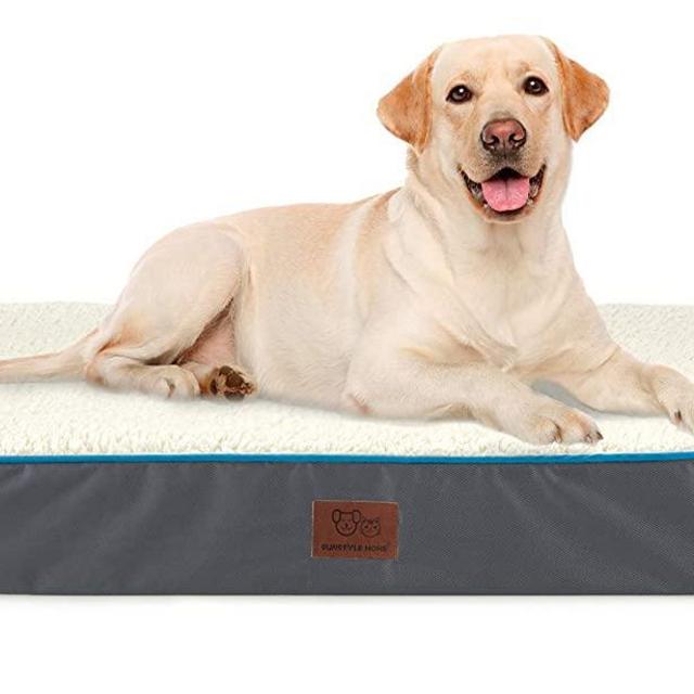 SunStyle Home Orthopedic Foam Dog Bed for Small, Medium, Large Dogs Up to 50/75/100lbs with Waterproof Removable Cover, Mattress Pet Mat Bed for Dogs & Cats - Orthopedic Egg Crate Foam Platform