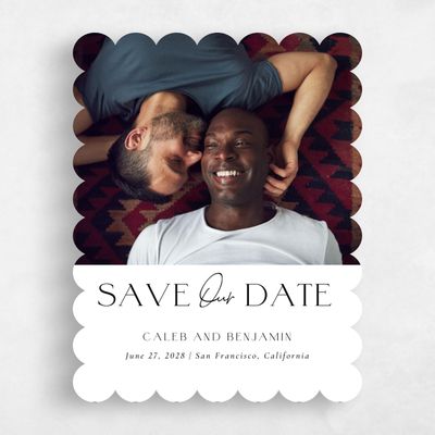 White Scalloped Wedding Save the Date - Piccola Photo
