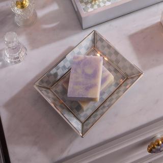 Sterling Check Small Glass Vanity Tray