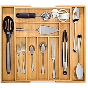 Utensil Drawer Organizer, Bamboo Silverware Organizer Expandable Kitchen Drawer Organizer Cutlery Tray. By: Bambüsi