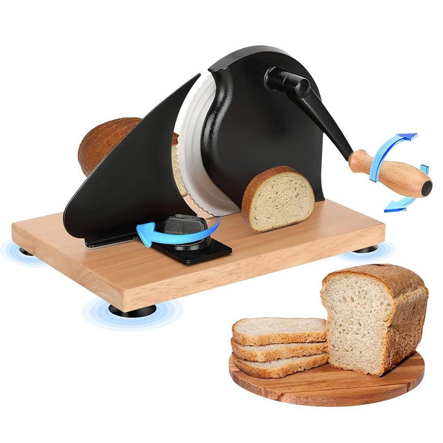 Classic Manual Bread Slicer,Manual Bread Slicer,Suitable For Kitchens And Supermarkets, Aluminum Body, Stainless Steel Blades, Thickness Adjustable, Easy To Use And Convenient (black)