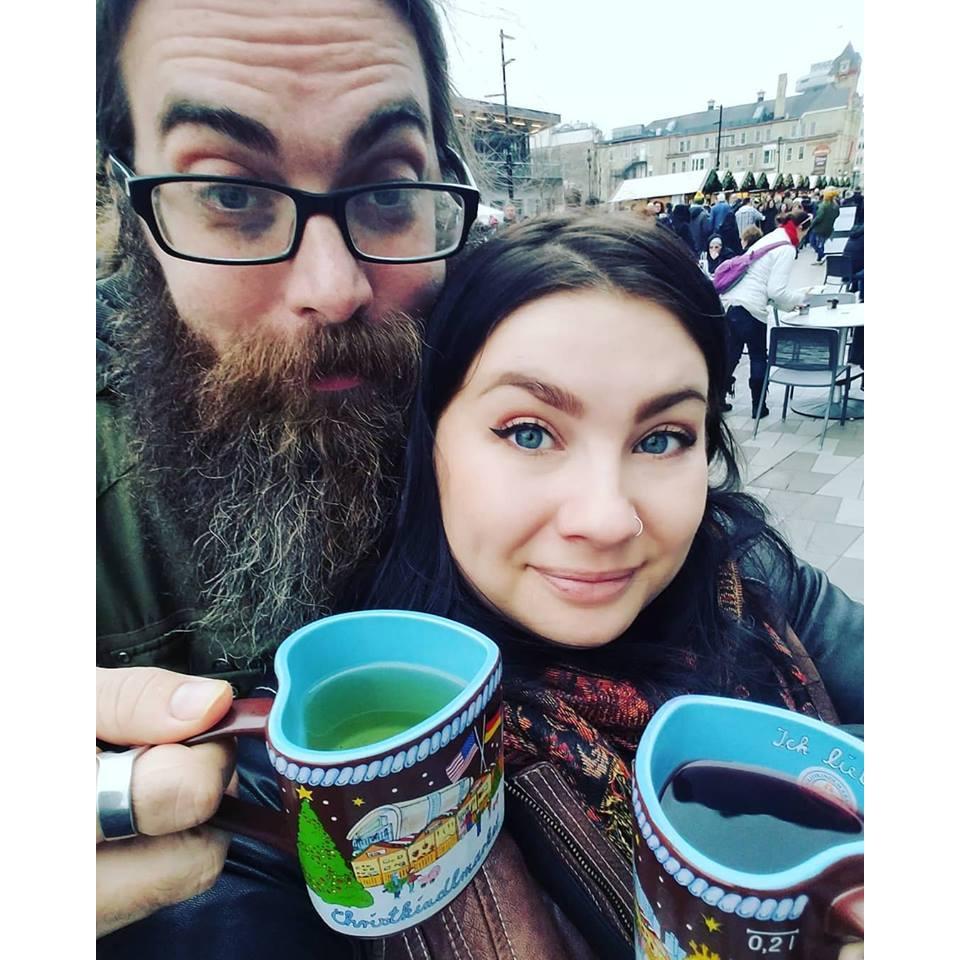 Enjoying some Gluhwein at Milwaukee's first Christkindl market.