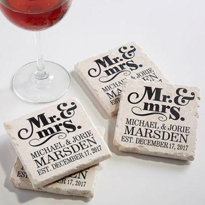 The Happy Couple Tumbled Stone Coasters (Set of 4)