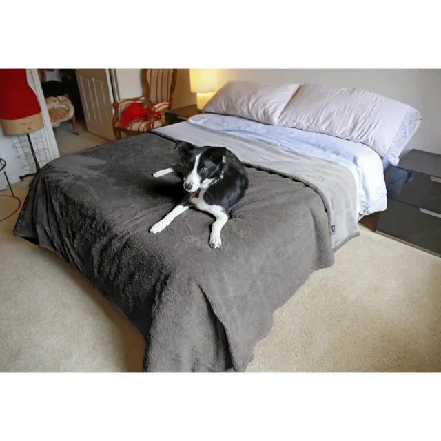 Kritter Planet Extra Large Waterproof Blanket for Dogs, 90x80 Inches, Liquid Proof Furniture Protector, Light Gray