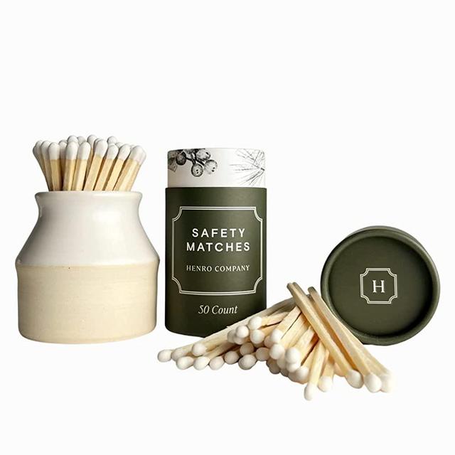 Henro Company Match Striker - Handmade in North Carolina | Works with ALL MATCHES- 2.25" x 2.5", Candle Accessory Mini pottery, Gift, safety matches, strike anywhere matches (With 50 Matches)