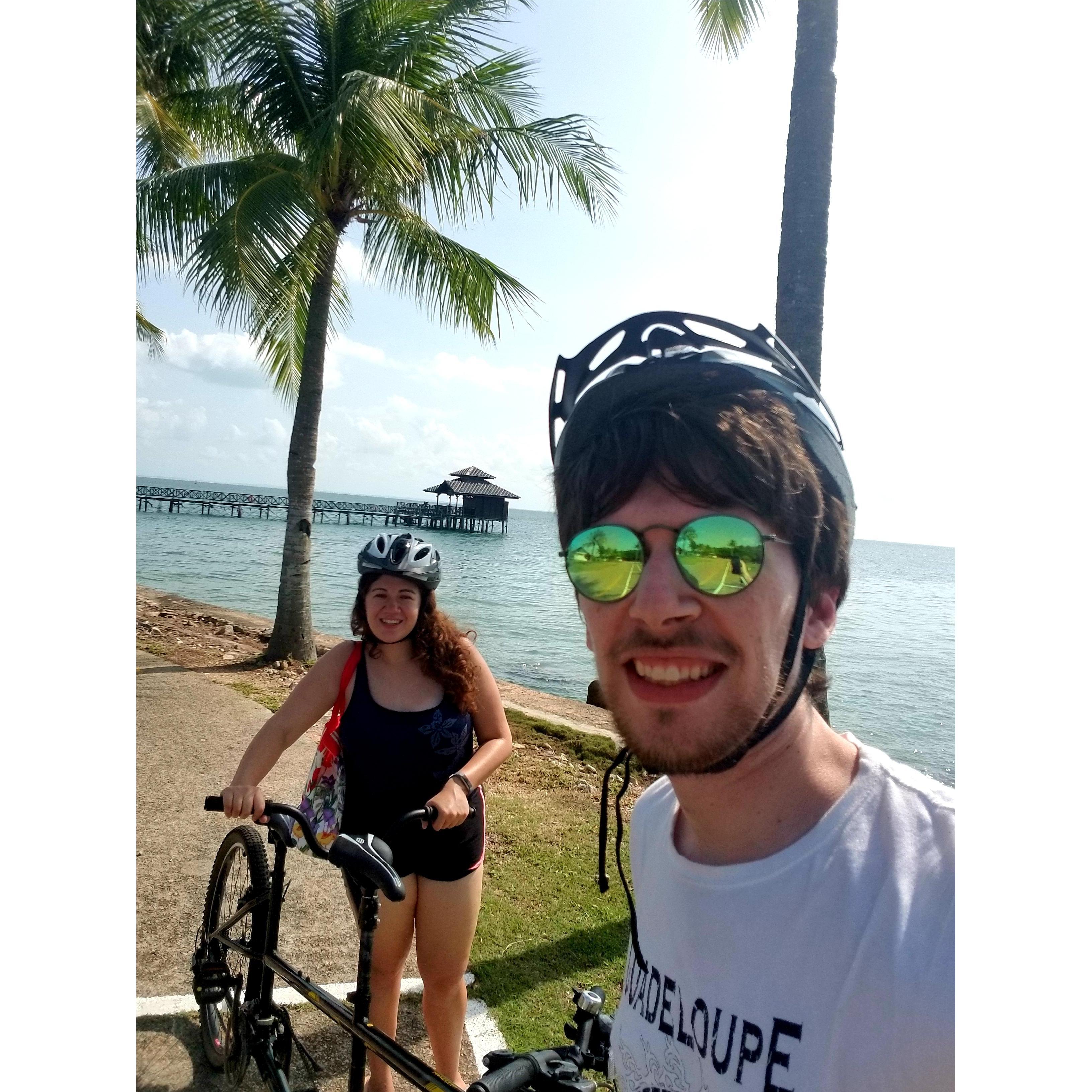 We were so exhausted riding a tandem bike all around Bintan in Indonesia! Summer 2018