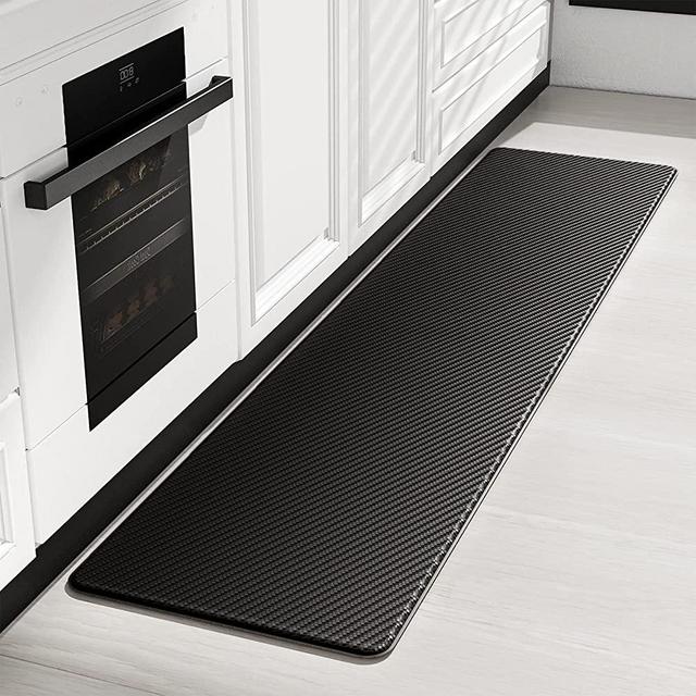Color&Geometry Kitchen Rug Cushioned Anti-Fatigue Kitchen Mat, Non Skid & Waterproof Kitchen Mat for Floor 80"X18" Black